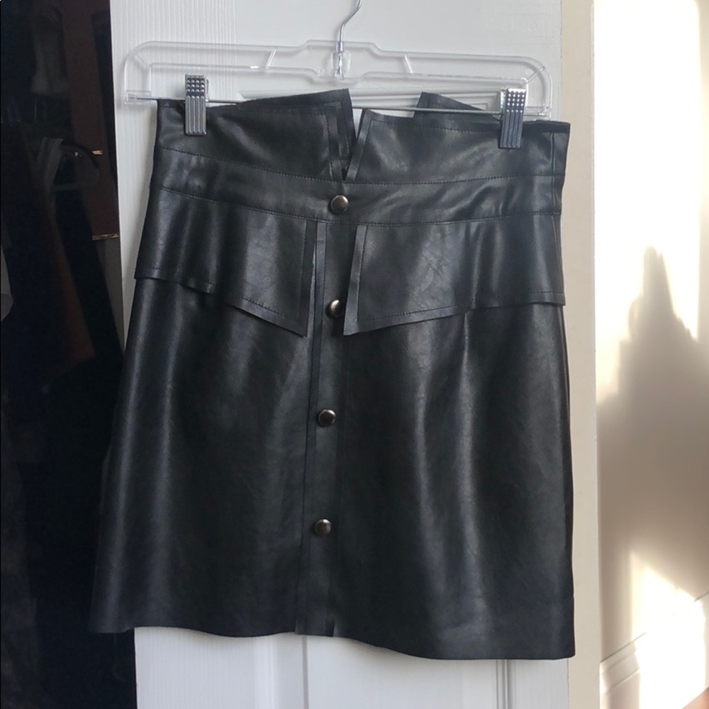 Black faux leather skirt
